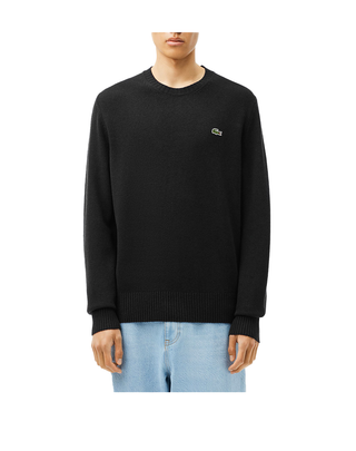 MAGLIONE GIROCOLLO UOMO IN LANA CARDATA - NERO AH2916 031 LACOSTE 
