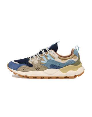SNEAKERS UOMO YAMANO 3 - BLU BEIGE VERDE 001-2017816-01 3C11 FLOWER MOUNTAIN 