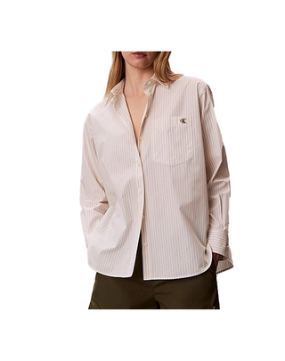 CAMICIA A RIGHE DA DONNA TAGLIO RELAXED - CREMA LV047F103G F7J CALVIN KLEIN 