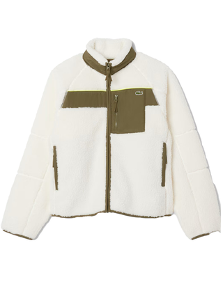 GIACCA IN PILE SHERPA COLOR BLOCK - BIANCO VERDE CACHI BH5908 A6I LACOSTE 