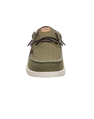 MOCASSINO IN TELA UOMO " WALLY BRAIDED"- OLIVE BROWN HD.40003 3CI HEY DUDE 
