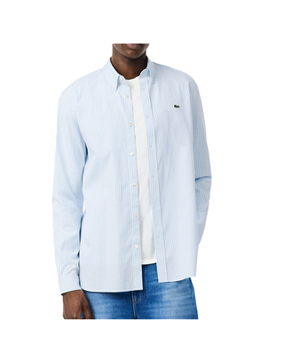 CAMICIA A RIGHE REGULAR FIT IN COTONE PINPOINT - BIANCO CELESTE CH5084 FAC LACOSTE 