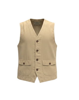 GILET UOMO " WORK VEST LINEN " - SAND WORK VEST LINEN ST MICHEL S Chesapeake's 