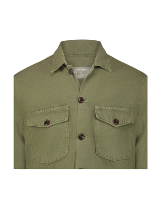 GIACCA CAMICIA " ACADIAN " IN MISTO COTONE LINO - VERDE MILITARE ACADIA MI BL'KER 