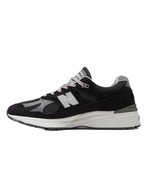 SNEAKERS UOMO " 991V2 MADE IN UK " BLACK CON SMOKED PEARL E SILVER U991BK2 NERO NEW BALANCE 