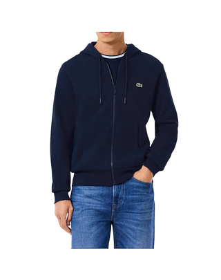 FELPA FULL ZIP UOMO INVERNALE CON CAPPUCCIO - BLU SH9626 166 LACOSTE 