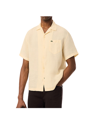 CAMICIA MANICA CORTA IN LINO RELAXED FIT - BEIGE CH2339 056 LACOSTE 