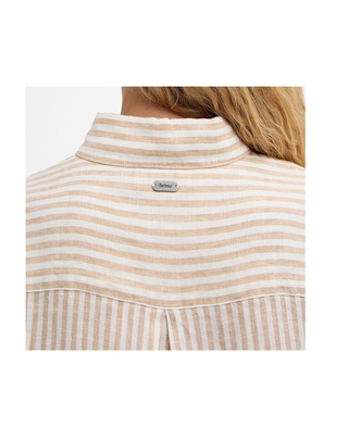 CAMICIA DONNA OVER IN PURO LINO " MARINE " - PINK STRIPE LSH1315 PI92 BARBOUR 