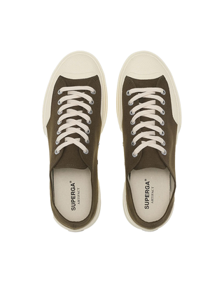 SNEAKERS "2432 WORKS LOW CUT" IN COTONE - VERDE OLIVA S51347W A39 SUPERga 