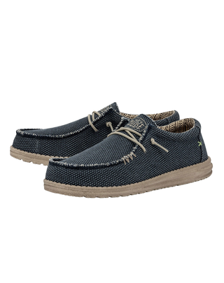 MOCASSINO IN TELA UOMO " WALLY BRAIDED"- BLUE NIGHT HD.40003 4NM HEY DUDE 