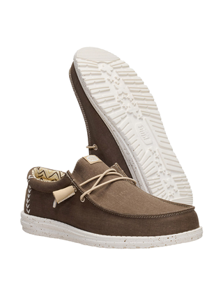 MOCASSINO UOMO WALLY STRETCH CANVAS - TEAK BROWN HD.40700 2LN HEY DUDE 