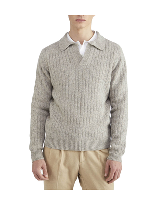 MAGLIONE UOMO A POLO IN LANA LAMBSWOOL - GRIGIO A31420EN00\C 940 at.P.CO 
