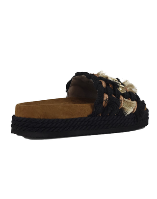 SANDALO A FASCIA CON FRANGE - NERO 451008K BLA MOU 