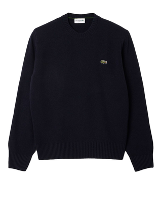 MAGLIONE GIROCOLLO UOMO IN LANA CARDATA - BLU AH2916 166 LACOSTE 