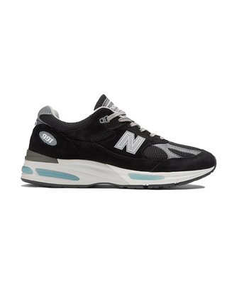SNEAKERS UOMO " 991V2 MADE IN UK " BLACK CON SMOKED PEARL E SILVER U991BK2 NERO NEW BALANCE 