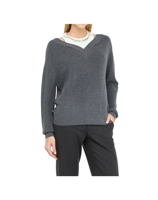 MAGLIA CON DETTAGLIO GIOIELLO - GRIGIO MF5126MA85Q 03738 LIU JO 