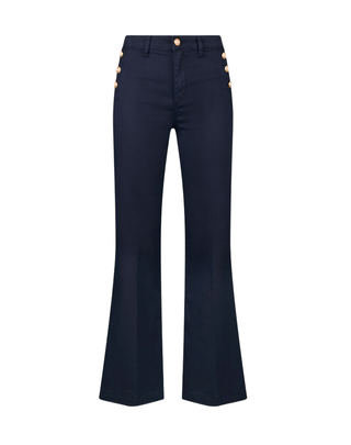 PANTALONI DONNA FLARE CON BOTTONI GIOIELLO - BLU