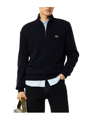 MAGLIONE UOMO IN LANA CON MEZZA ZIP - BLU AH3052 166 LACOSTE 