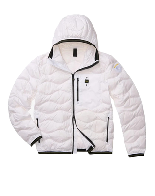 PIUMINO CON CAPPUCCIO E TASCHINA "WAVE" - BIANCO BLUC03177 100 BLAUER 