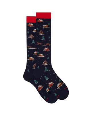 CALZINO LUNGO UOMO FANTASIA BAITE INNEVATE - BLU AP516348 12726 GALLO 