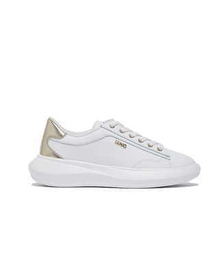 SNEAKER DONNA IN PELLE BIANCA CON INSERTI ORO BA6069PX CASPER01 LIU JO SHOES 