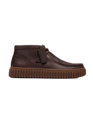 SCARPONCINO UOMO " TORHILL HI" IN PELLE LISCIA - MARRONE SCURO 2618 3425 CLARKS 