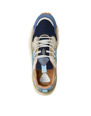 SNEAKERS UOMO YAMANO 3 - BLU BEIGE VERDE 001-2017816-01 3C11 FLOWER MOUNTAIN 