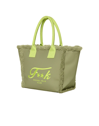 GRANDE BORSA IN TESSUTO CON BORDI SFRANGIATI - VERDE SW0101 MG F**K 