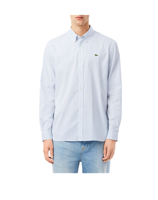 CAMICIA UOMO A RIGHE IN COTONE BIANCO AZZURRO CH5084 F6Z LACOSTE 