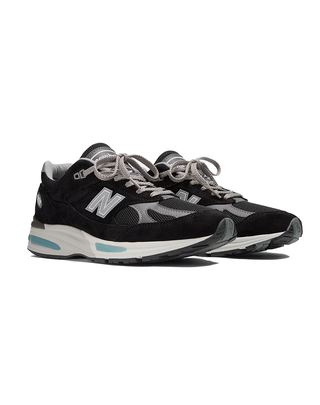 SNEAKERS UOMO " 991V2 MADE IN UK " BLACK CON SMOKED PEARL E SILVER U991BK2 NERO NEW BALANCE 