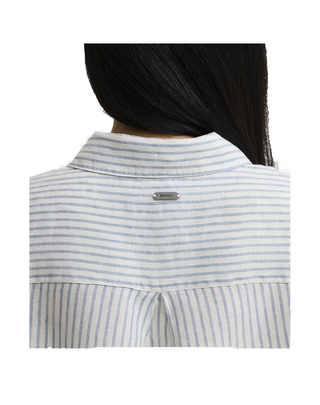 CAMICIA DONNA OVER IN PURO LINO " MARINE " - CHAMBRAY STRIPE LSH1315 BL27 BARBOUR 