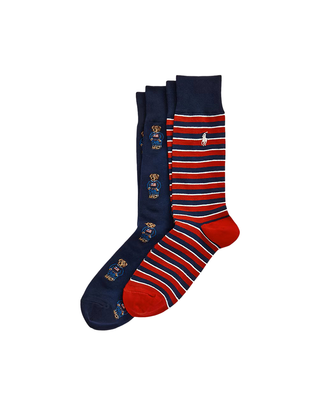 PACCO 2 PAIA CALZINI UOMO " POLO BEAR " - BLU/ROSSO 449892838 001 RALPH LAUREN 