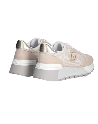 SNEAKERS DONNA CON PLATFORM IN SUEDE E MESH - BEIGE