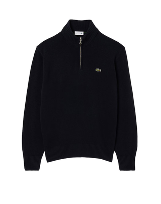 MAGLIONE UOMO IN LANA CON MEZZA ZIP - BLU AH3052 166 LACOSTE 