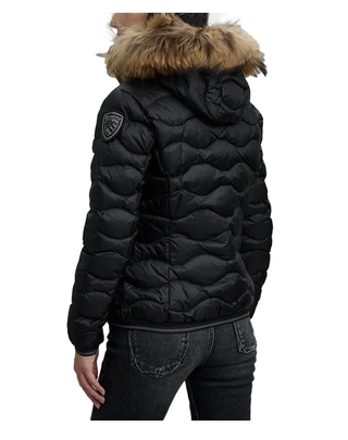 PIUMINO DONNA " ALDIE " CON BORDO IN PELLICCIA - NERO INTERNO BEIGE 25WBLDC03096 999ei BLAUER 