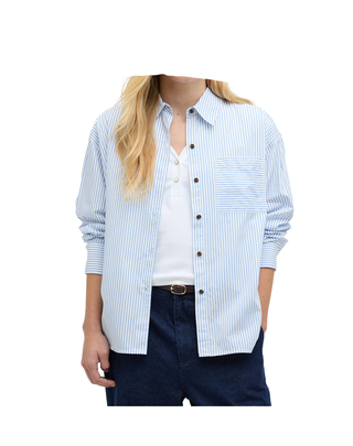 CAMICIA DONNA OVER MOTIVO A RIGHE - CELESTE LSH1740 BL27 BARBOUR 