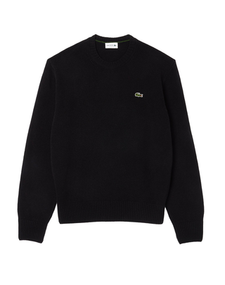 MAGLIONE GIROCOLLO UOMO IN LANA CARDATA - NERO AH2916 031 LACOSTE 