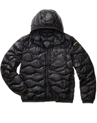 PIUMINO CON CAPPUCCIO E TASCHINA "WAVE" - NERO BLUC03177 999 BLAUER 