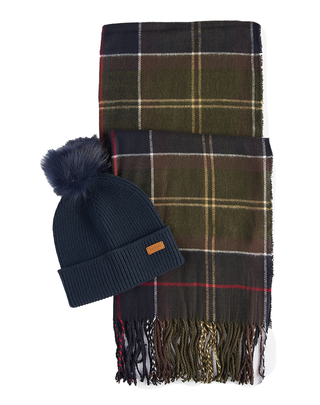 SET REGALO SCIARPA E CAPPELLO "DOVER" - BLU/VERDE LGS0054 TN11 BARBOUR 