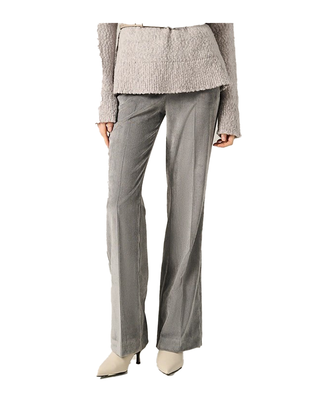 PANTALONE FLARE IN VELLUTO A COSTA - GRIGIO CHIARO P093PU MG826 MANILA GRACE 