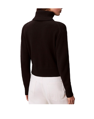 MAGLIONE DONNA A COLLO ALTO CON STAMPA RICAMATA - NERO LV047D354G UB1 CALVIN KLEIN 