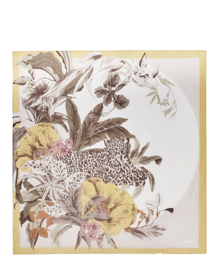 FOULARD CON STAMPA FLOREALE 120X120 - BEIGE