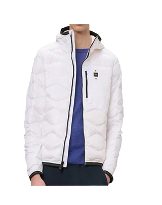 PIUMINO CON CAPPUCCIO E TASCHINA "WAVE" - BIANCO BLUC03177 100 BLAUER 