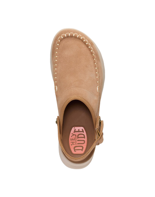 SANDALO DONNA CON PLATFORM " DELRAY CLOG SUEDE " - TAN 44259 265 HEY DUDE 