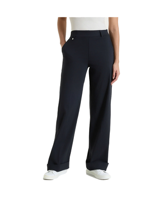 PANTALONE A GAMBA LARGA IN TESSUTO SUPER FRESH - NERO DP23P4 020 RAGNO 