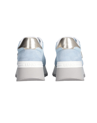 SNEAKERS DONNA CON PLATFORM IN SUEDE E MESH - AZZURRO