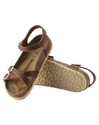 SANDALO DONNA KUMBA IN PELLE OLIATA - COGNAC 1021489-S COGNAC BIRKENSTOCK 