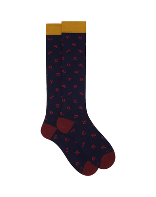 CALZINO LUNGO UOMO CON SEGNI ZODIACALI - BLU AP516243 12726 GALLO 