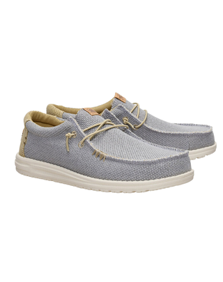 MOCASSINO IN TELA UOMO " WALLY BRAIDED"- GREY OLIVE HD.40003 1YF HEY DUDE 
