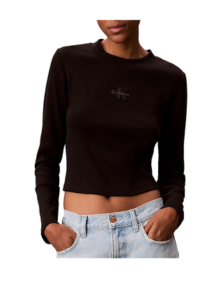 T-SHIRT DONNA IN COTONE A COSTINE CON LOGO - NERA LV047A803G UB1 CALVIN KLEIN 